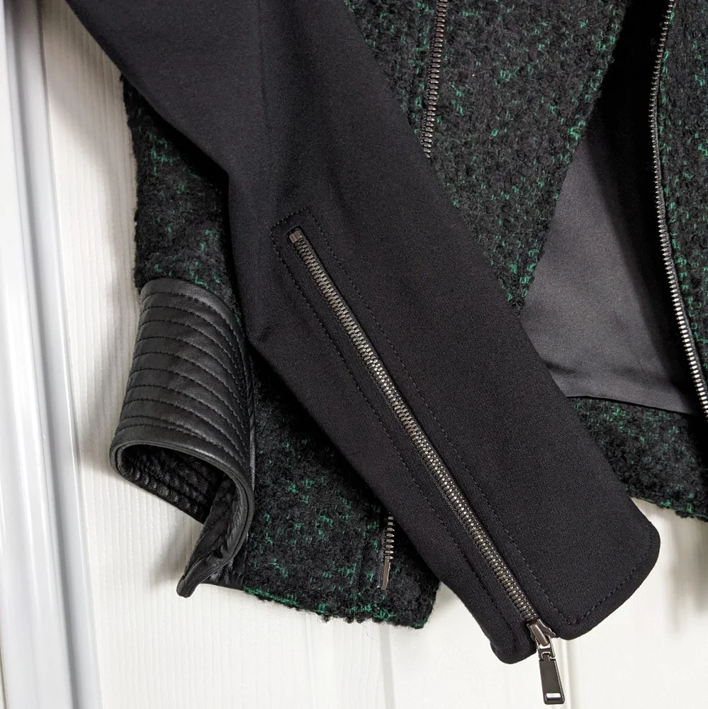 Elie Tahari Francis leather and tweed jacket - Picture 10 of 12